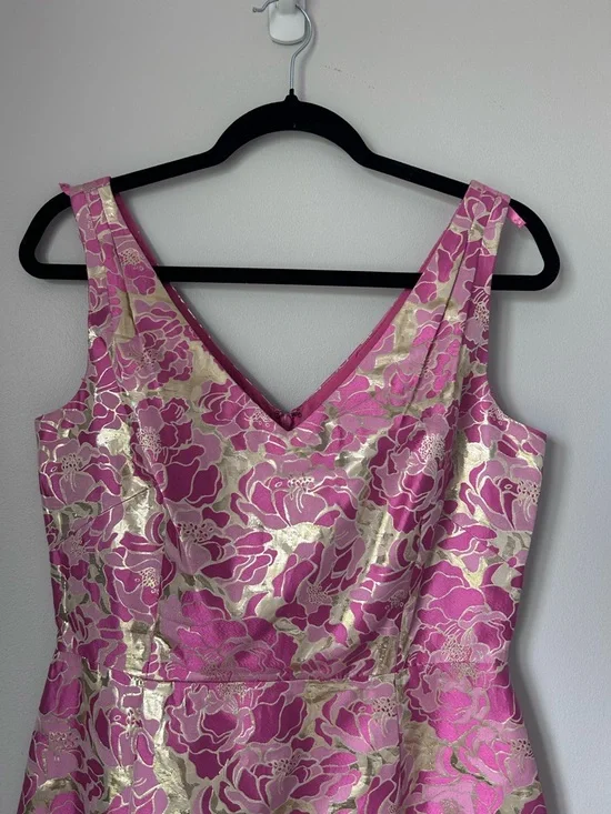 Lily Pulitzer Sleeveless Jacquard Metallic Kiki Sheath Dress Sz 8 - Picture 4 of 7